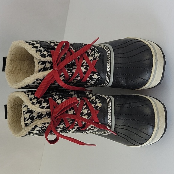 Sorel Tivoli Houndstooth Waterproof Duck Boots Black & Cream Size 7 - Picture 7 of 12